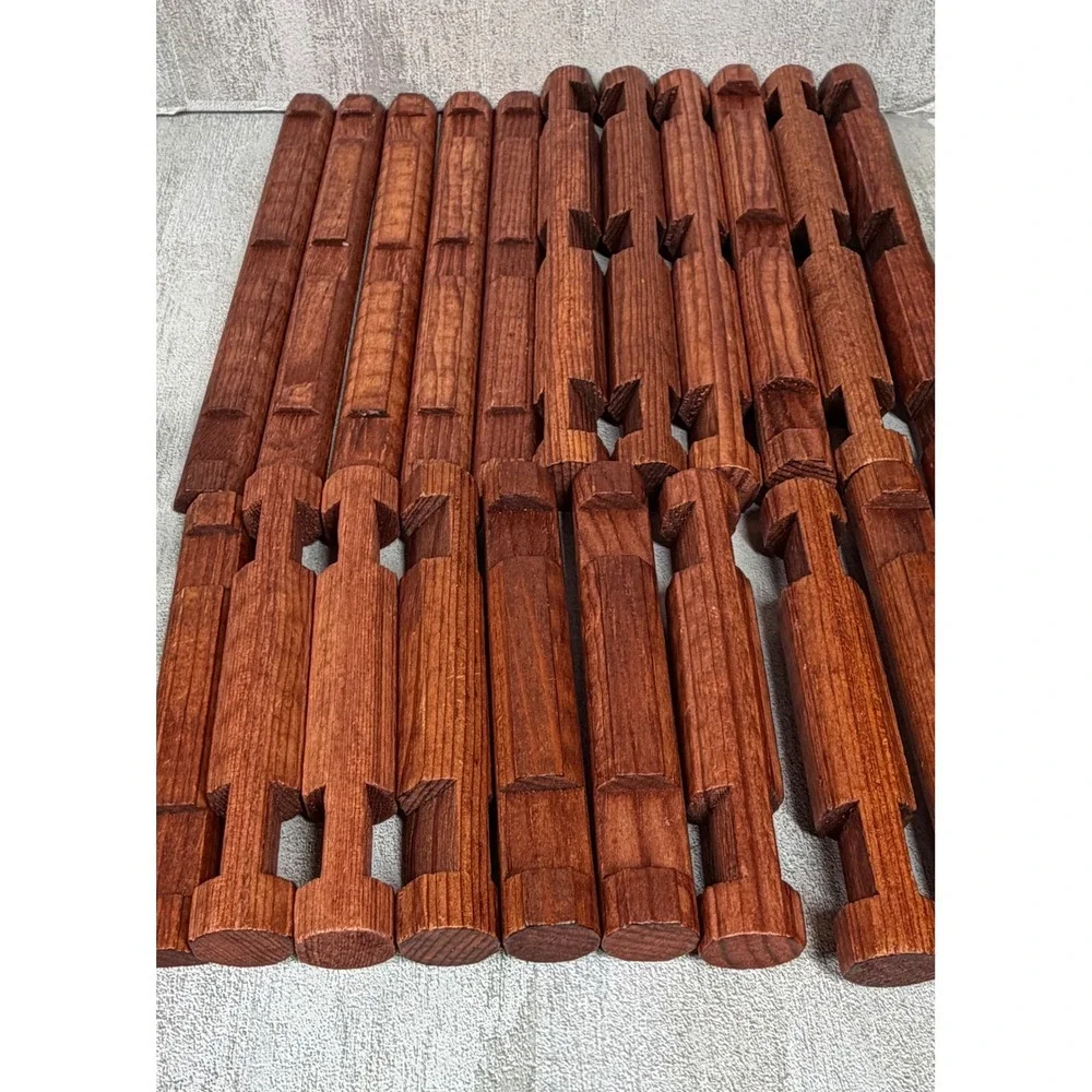 Vintage Lincoln Logs Wooden Building Set Replacement Pieces Green Roof Slats Lot